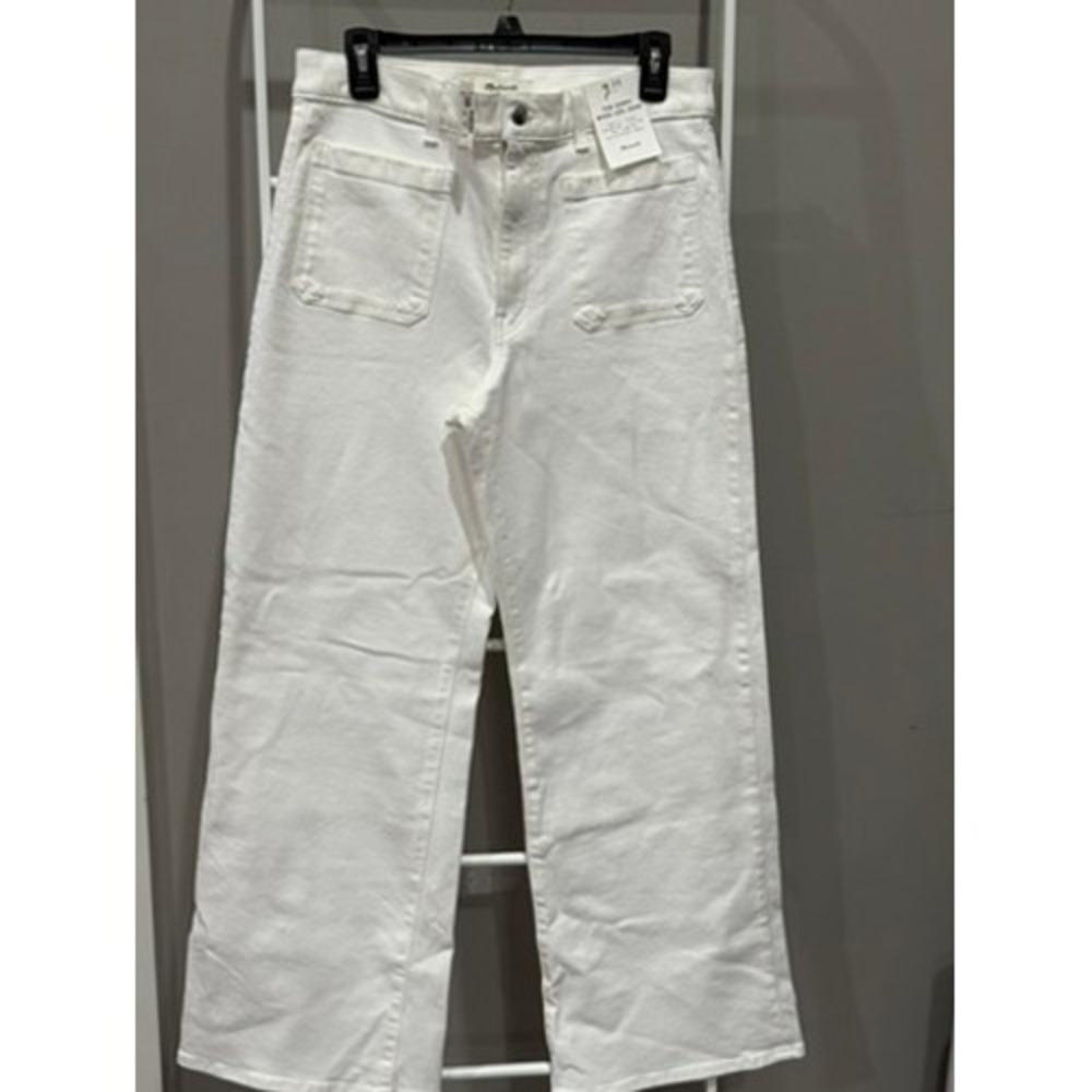NWT Madewell The Emmy Wide Leg Jean White High Rise Patch Pocket Denim Size 30